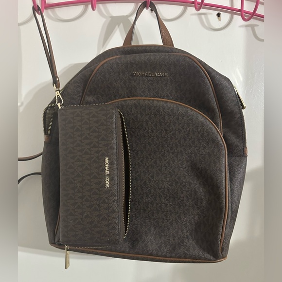 Michael Kors Dark Brown Backpack with Wallet